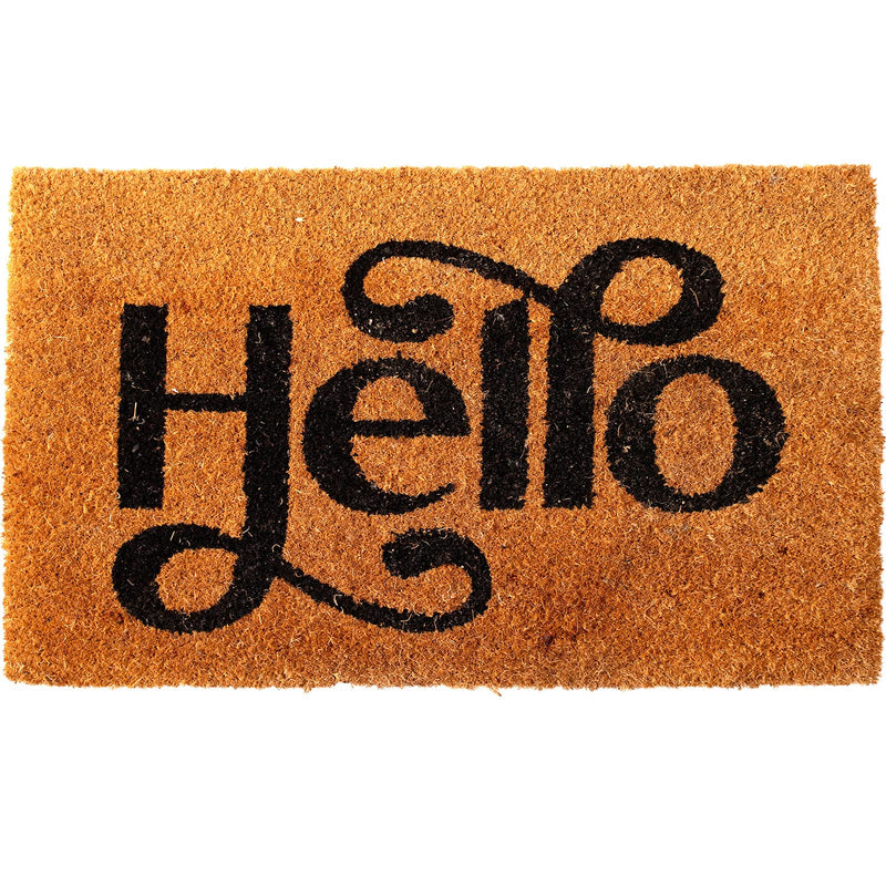 16 x 24 Inch Natural Coconut Fiber Outdoor Doormats - Hello Design