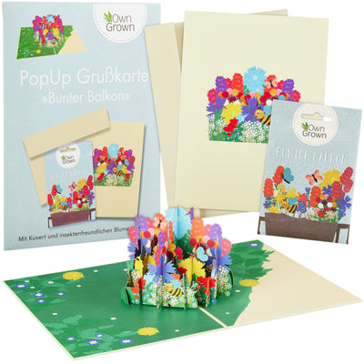 Pop Up Card Birthday With Balcony Flowers Seeds Popup Card Birthday