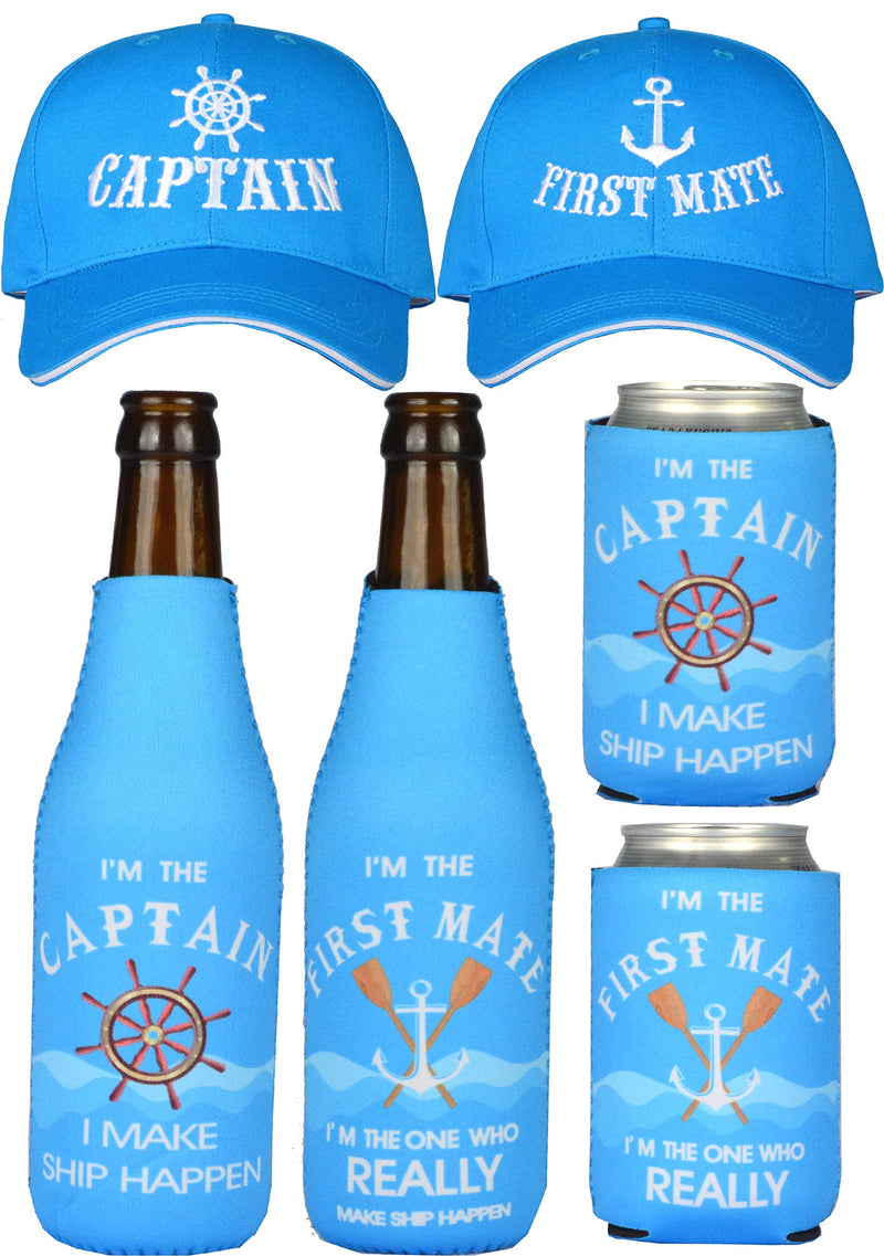 Pirate and Sailor Gift Pack - Captain Hats and First Mate Hats Set with Bottle