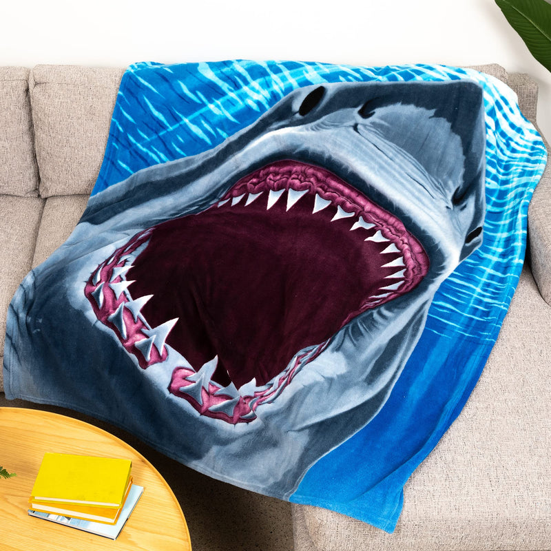 Great White Shark Fleece Bed Blanket 50" x 60" Fleece Throw Blanket