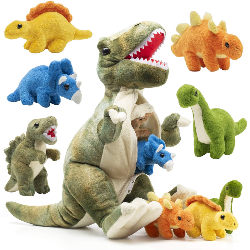 Plush Toy Collection 38cm Plush Dinosaur Trex Belly Carrier With 5 Cute