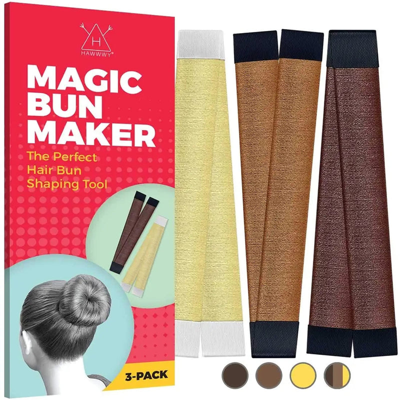 3 Piece Hair Bun Maker Snap and Roll Hair Bun Tool - Magic Hair Bun Tool