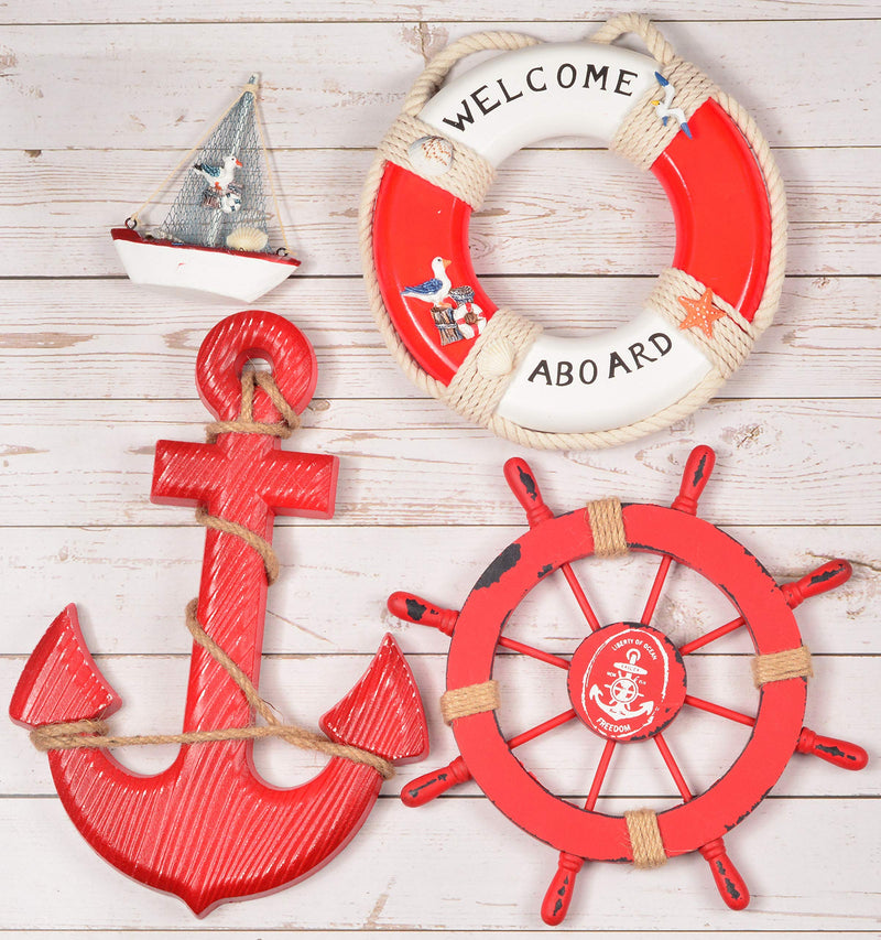 Wooden Nautical Lighthouse Anchor Wall Hanging Ornament, Beach Wooden Boat Ship