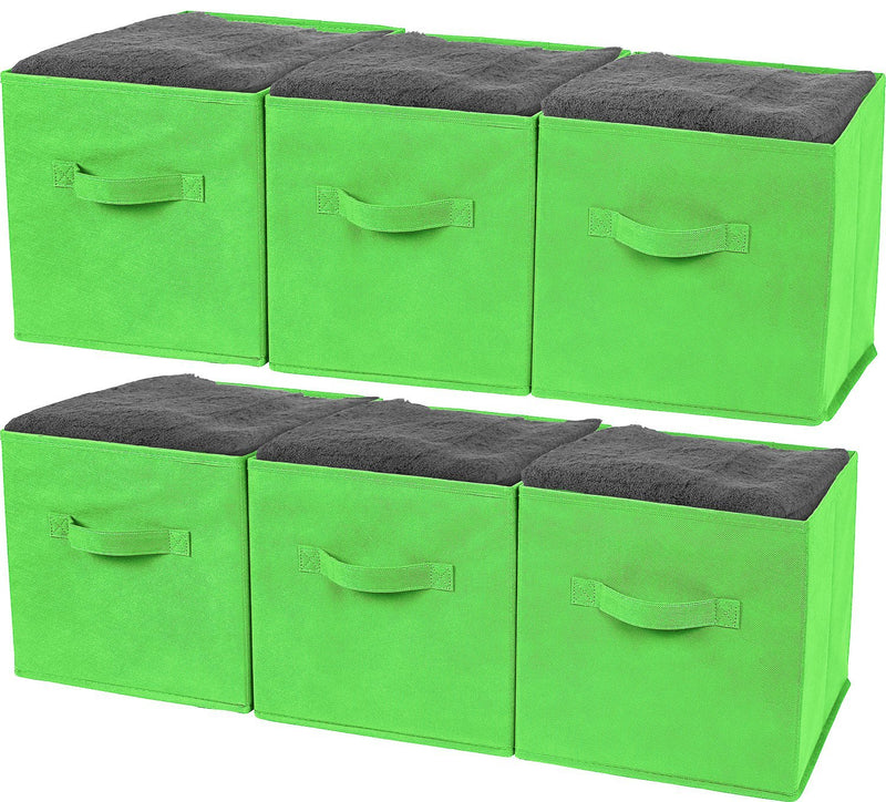 Foldable Storage Cubes 6 Pack (Green) Closet Organizer Storage Basket/Box/Container