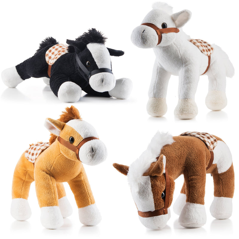 Pack of 4 plush horses 10 large filled ones