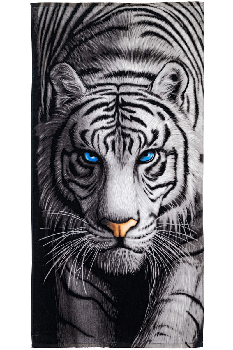 White Tiger Beach Towel for Women Girls Kids Men Tiger Bath Towel Print