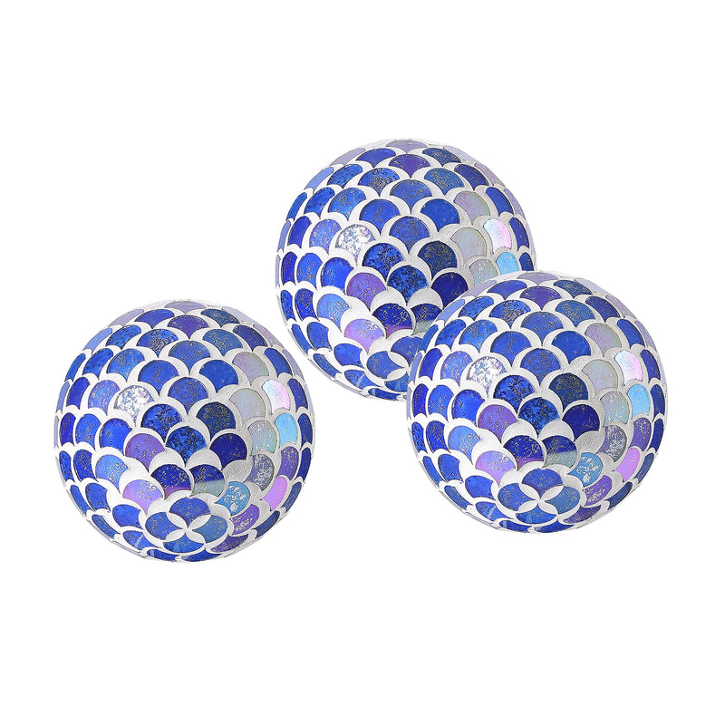 Decorative balls, set of 3, glass mosaic balls, table decoration