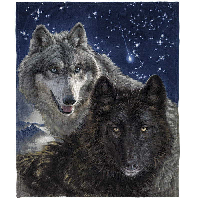 Star Wolf Fleece Blanket for Bed, 50" x 60" Star Fleece Throw Blanket