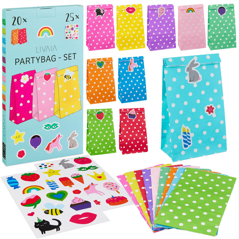 Gift bags paper 20 colorful paper bags to fill and 25 stickers