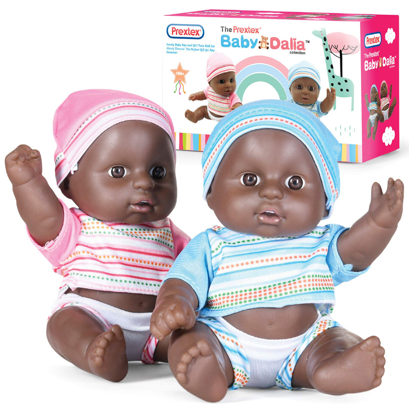 Mini Twin Black Baby Doll Set - African American Doll Set Realistic Baby Doll