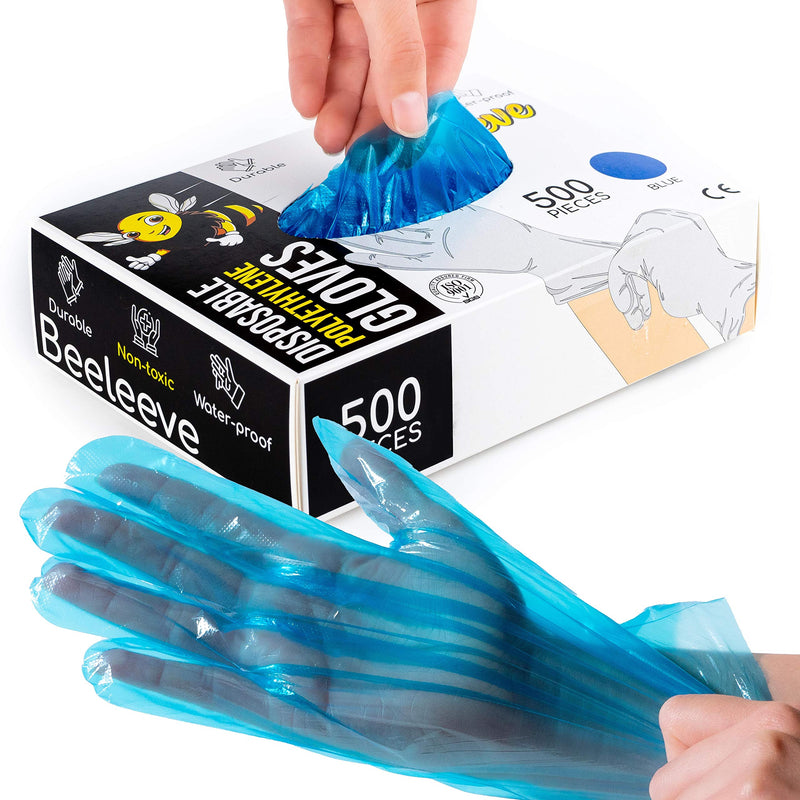 500 Box Disposable Plastic Poly Gloves - One Size Fits Most - Color Varieties