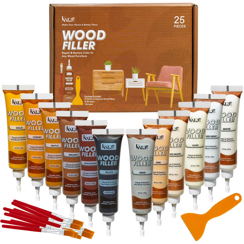 Everything you need to repair wood fillers - 25 pieces - plastic scraper