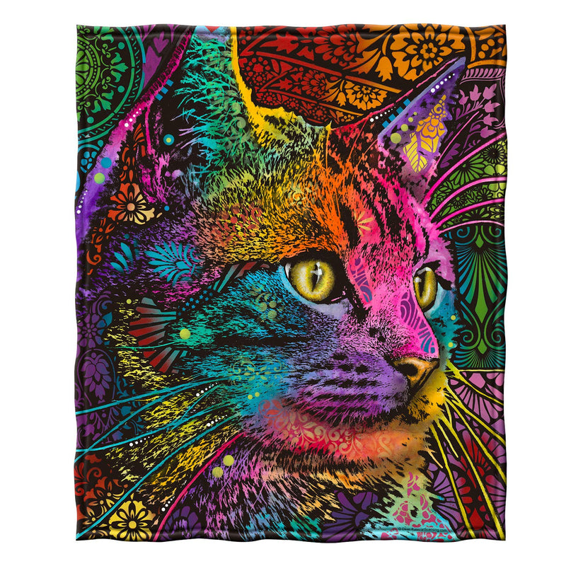 Colorful Cat Fleece Bed Blanket 50" x 60" Dean Russo 9 Cat Fleece Throw