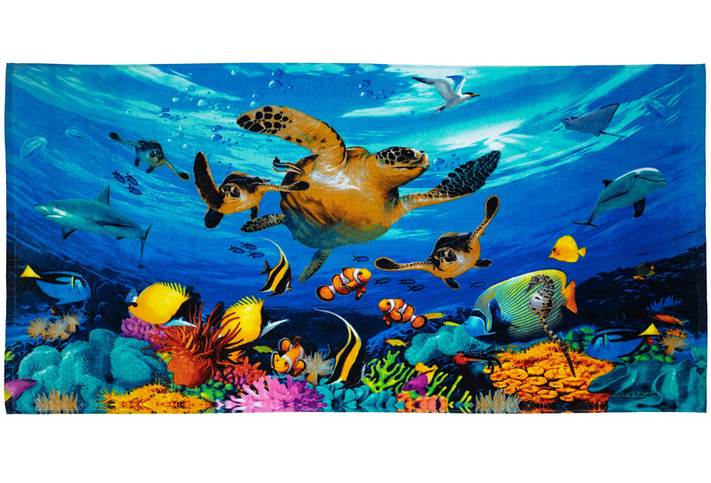 Sea World Beach Towel for Kids Girls Boys Men Women Sea Turtle Bath