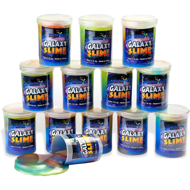 Galaxy Slime Kit - 12 Pack Assorted Unicorn Party Favors Stress Relief Toys