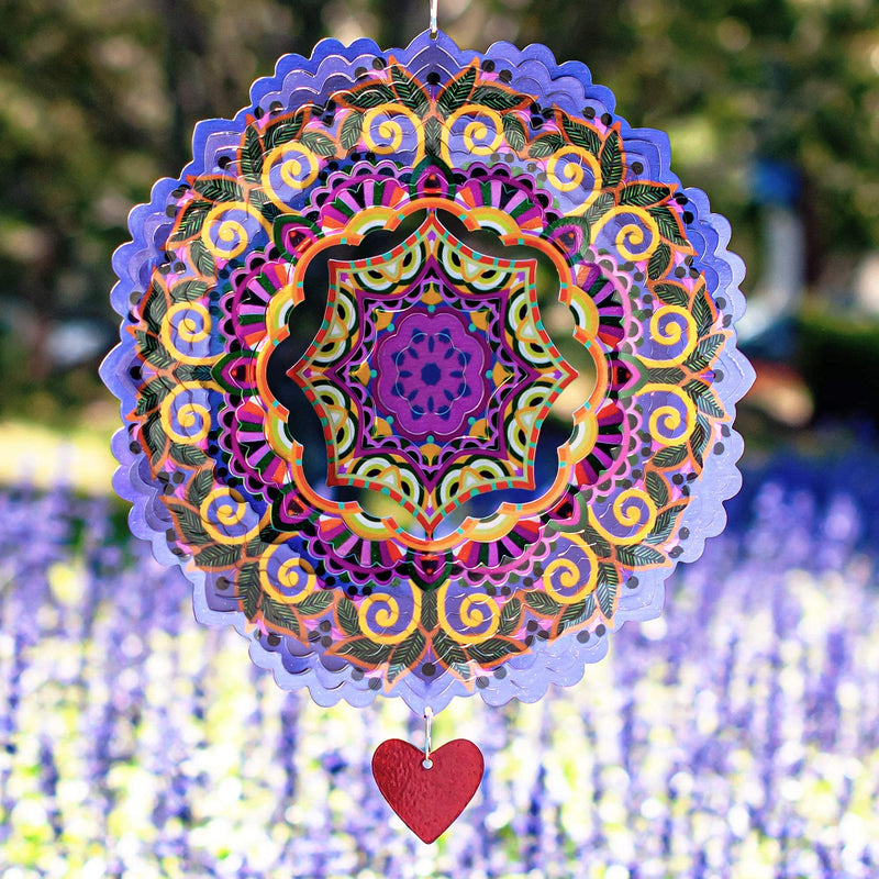 12" Wind Chime Mandala Purplerain 3D stainless steel, laser cut metal