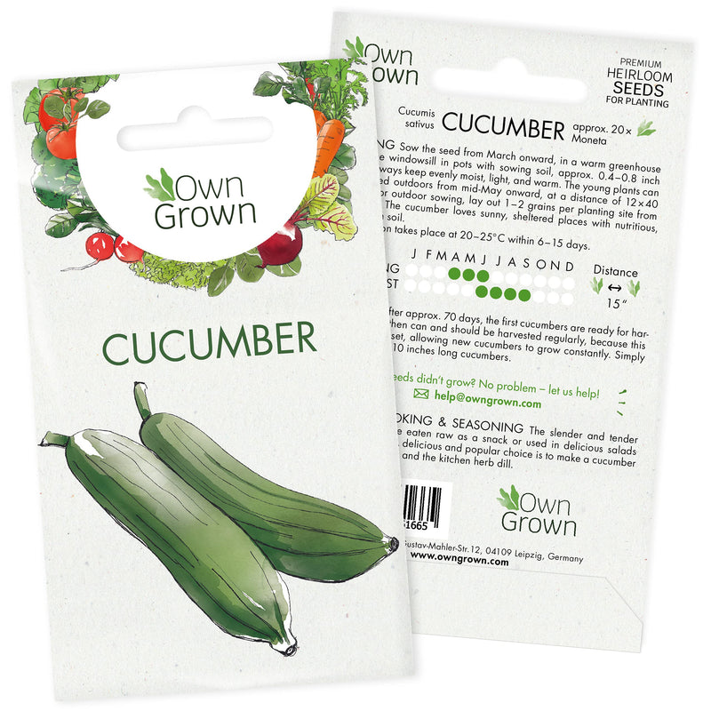 Cucumber Seeds (Cucumis Sativus), Cucumber Seeds For Gardening Vegetable Plants - Variety Chinese Slangen, Grow Your Own Cucumber: Premium Veg Seeds For About 20 Cucumber Plants By Owngrown