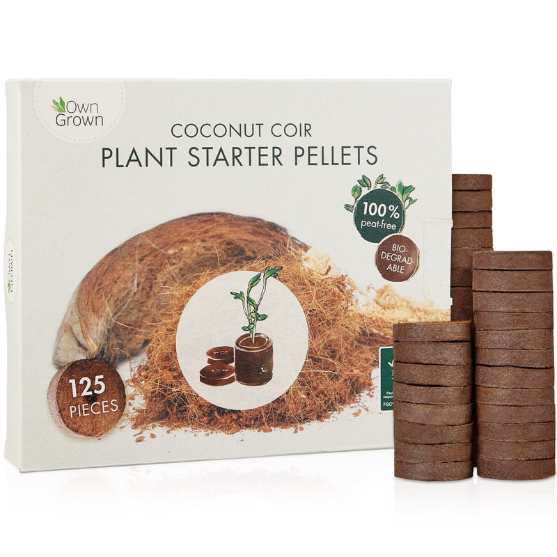 Coco Coir Seed Starter Pellets: 125 Coco Coir Plugs for Plant Growing Peat