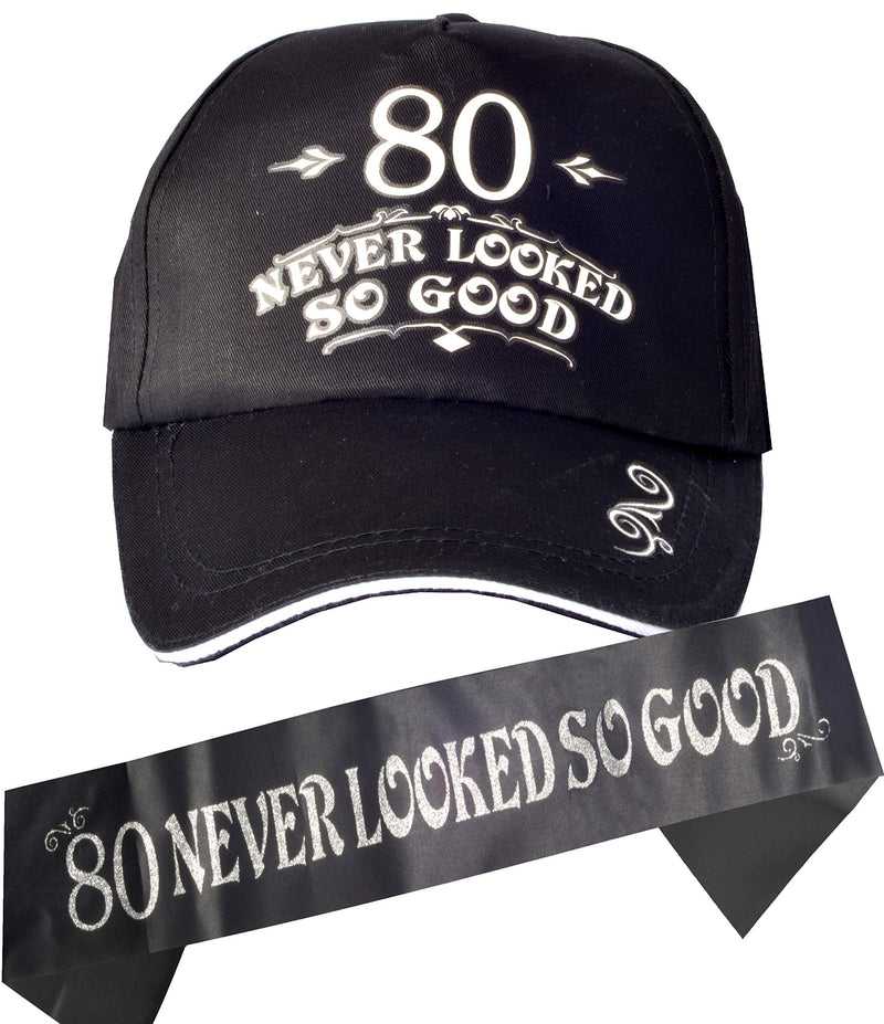 80th Birthday Gifts for Men, 80th Birthday Hat and Sash for Men, 80 has never looked like this