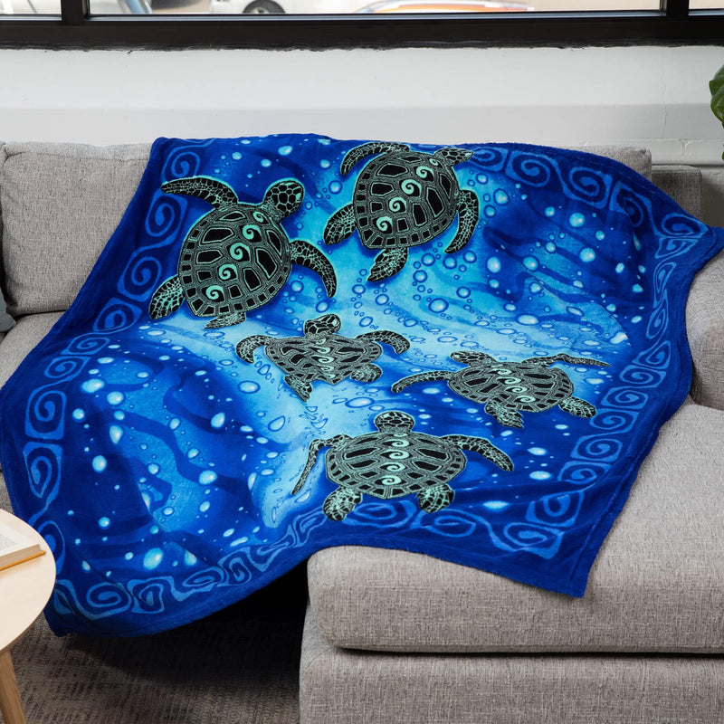 Sea Turtle Fleece Bed Blanket 50" x 60" Fleece Throw Blanket for Women