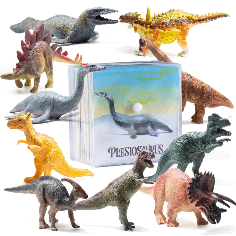 Dinosaur Toy and Memory Card Set, 12 Realistic 10" Kids Toy Dinosaurs with 24