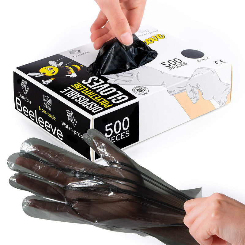 500 Box Disposable Plastic Poly Gloves - One Size Fits Most - Color Varieties