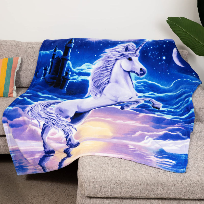 Unicorn Fleece Bed Blanket 75" x 90" Unicorn Fleece Throw Blanket