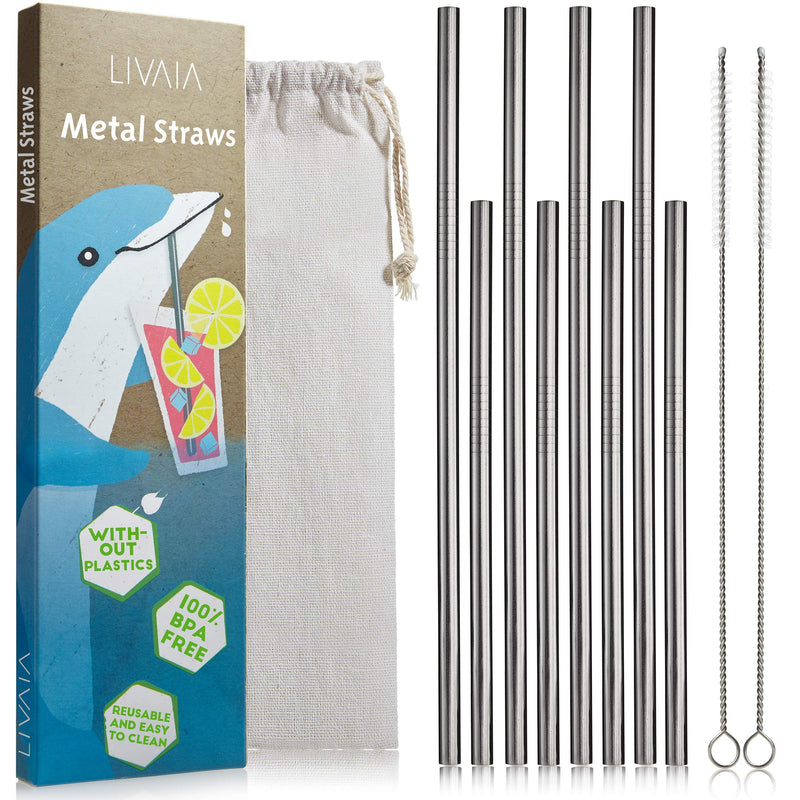 Stainless steel straw set 8x sustainable metal straw reusable in 2