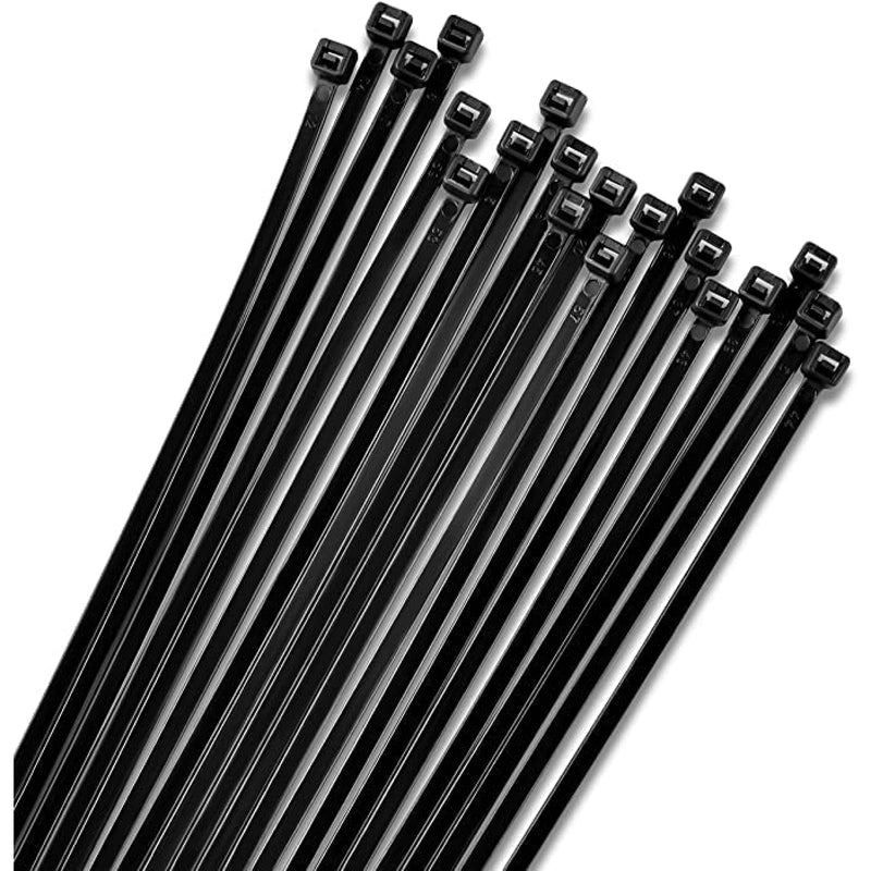 12" Black Zip Ties (Pack of 100), 120 Pound Tensile Strength - Heavy Duty