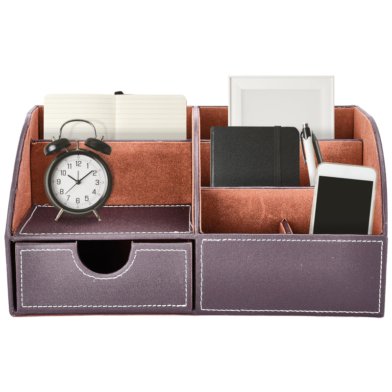 Desk organizer and pen holder for the office made of faux leather. Practical