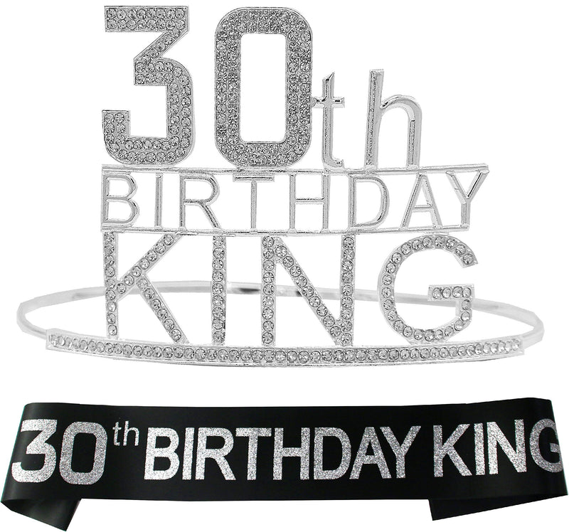 30th Birthday Royal Crown for Men and Boys, Sash and Lapel Pin for Men and Boys, Royal