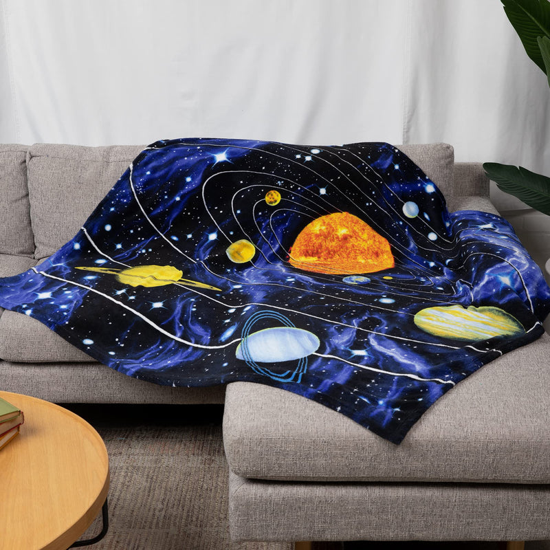 Solar System Fleece Bed Blanket 50" x 60" Space Fleece Throw Blanket