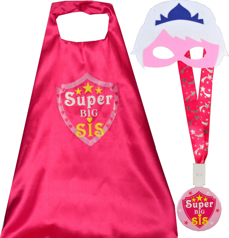 Big Sister Superhero Cape, Sister Gift Superhero, Capes and Lanyard with Badges