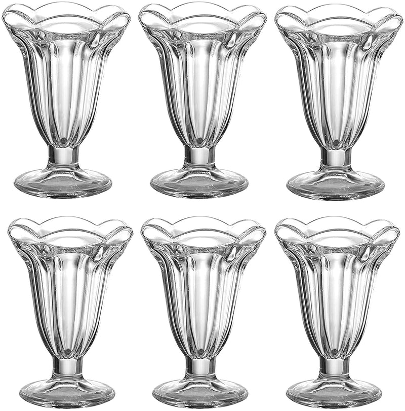 Sundae Glasses, Set of 6 Glass Tulip Sundae Cups, 56 Ounces