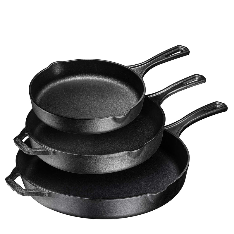 8, 10 and 12 Inch Pre-Seasoned Skillets, Set of 3, Oven Safe Skillet, Grill Pan