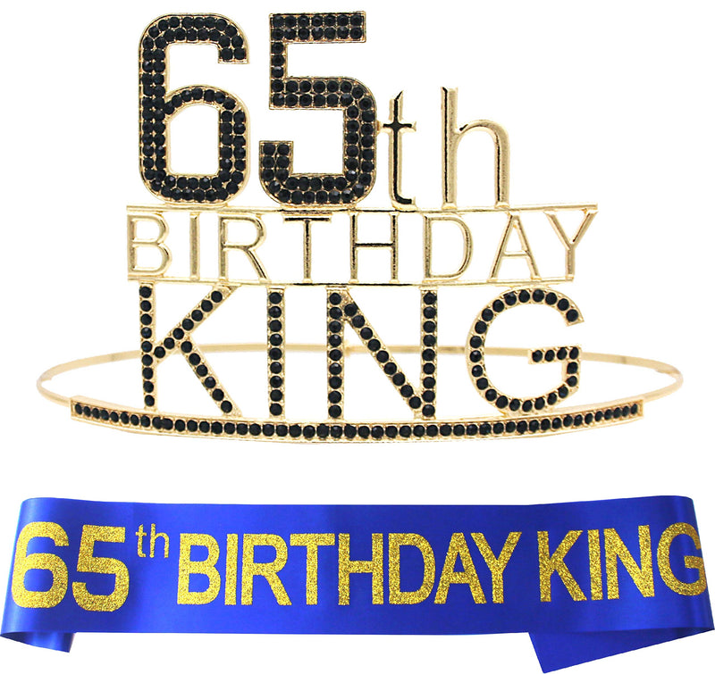 65th Birthday Royal Crown for Men and Boys, Sash and Lapel Pin for Men and Boys, Royal