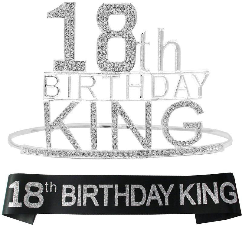 18th Birthday Royal Crown and Sash for Boys - Crown in majestic gold and black metal