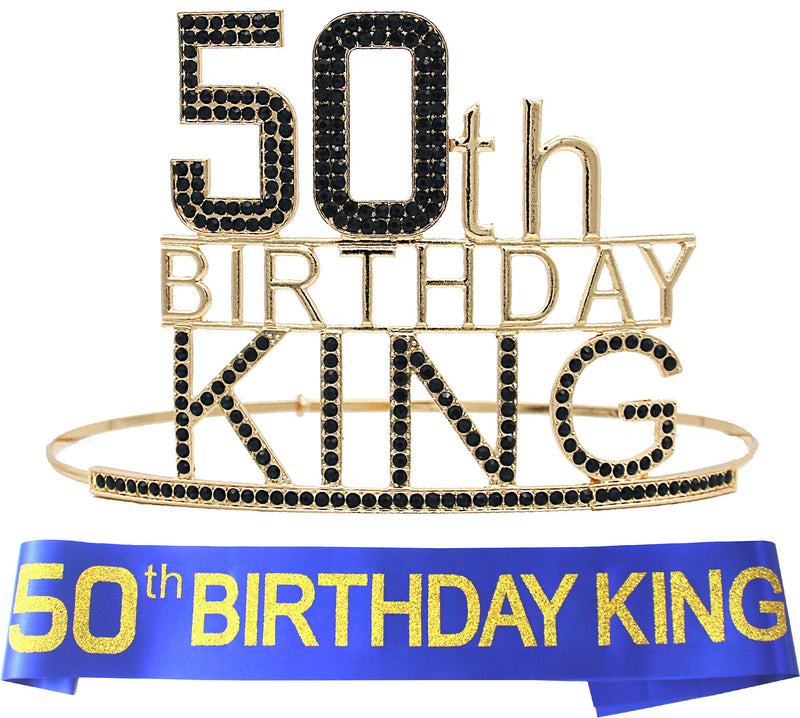 50th Birthday Royal Crown for Men and Boys, Sash and Lapel Pin for Men and Boys, Royal