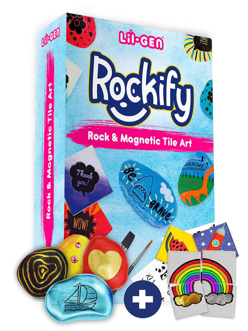 Rock Painting Kit for Kids and Mini Ceramic Tile Painting Kit - Arts and Crafts