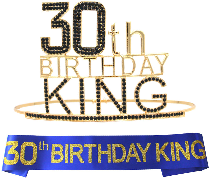 30th Birthday Royal Crown for Men and Boys, Sash and Lapel Pin for Men and Boys, Royal