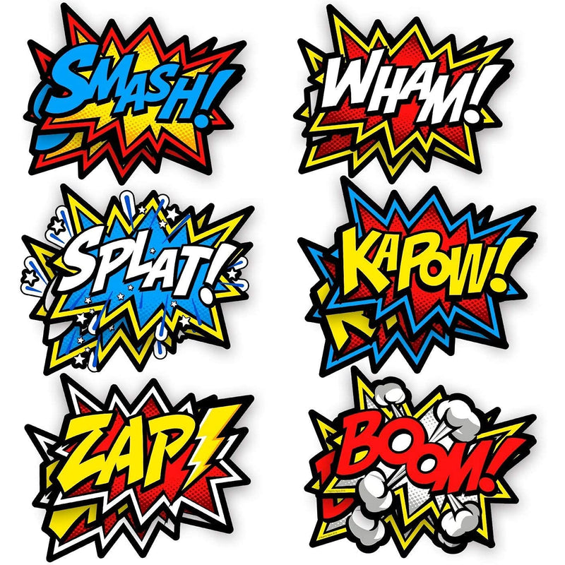 Signs 12 Pcsheros Word Cutouts – Superhero Party Favors Birthday Party.