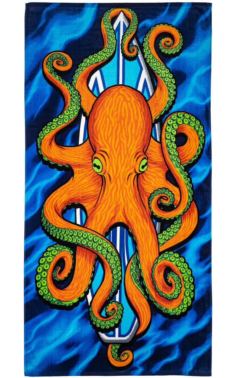 Surfboard Octopus Beach Towel for Boys Octopus Bath Towel Print 30" x 60"