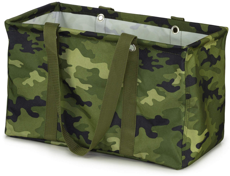 Reusable tote bags (classic camo) for groceries and picnic bags for the birthday trip