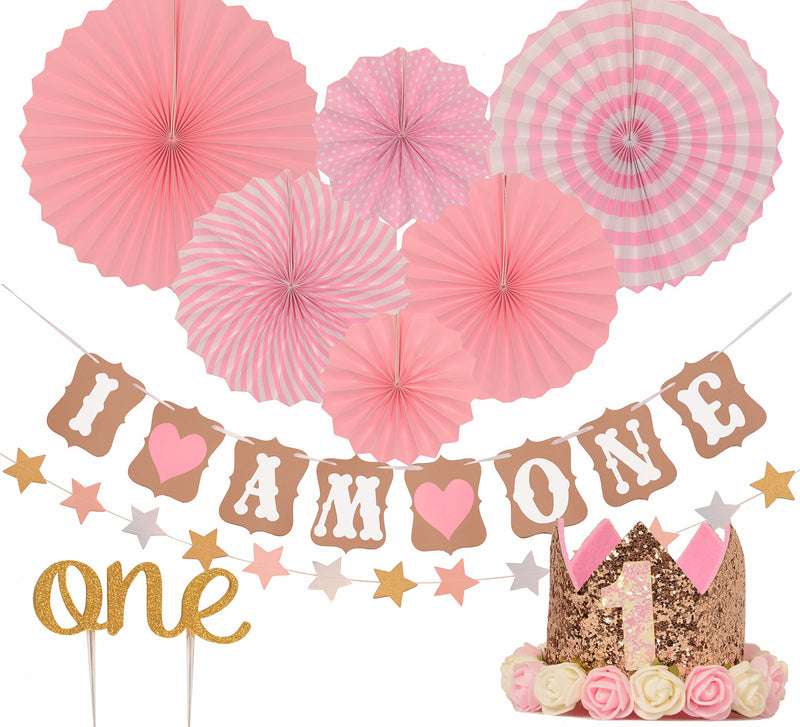 First Birthday Decoration Kit for Girls - 1st Baby Birthday Party Stars