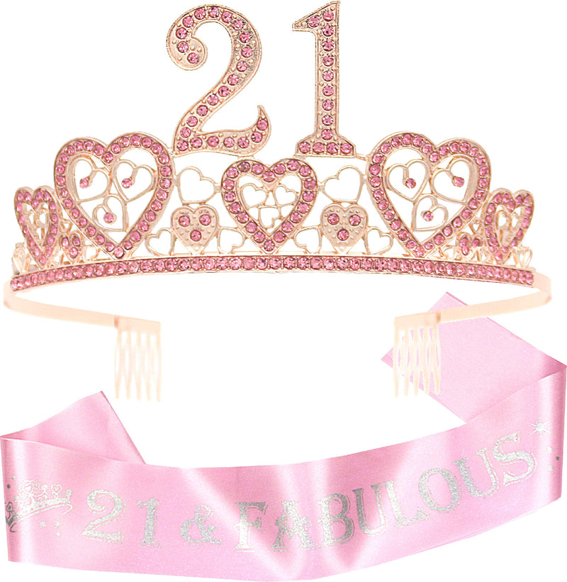 21st Birthday Sash and Tiara for Women - Fabulous Set: Glitter Sash