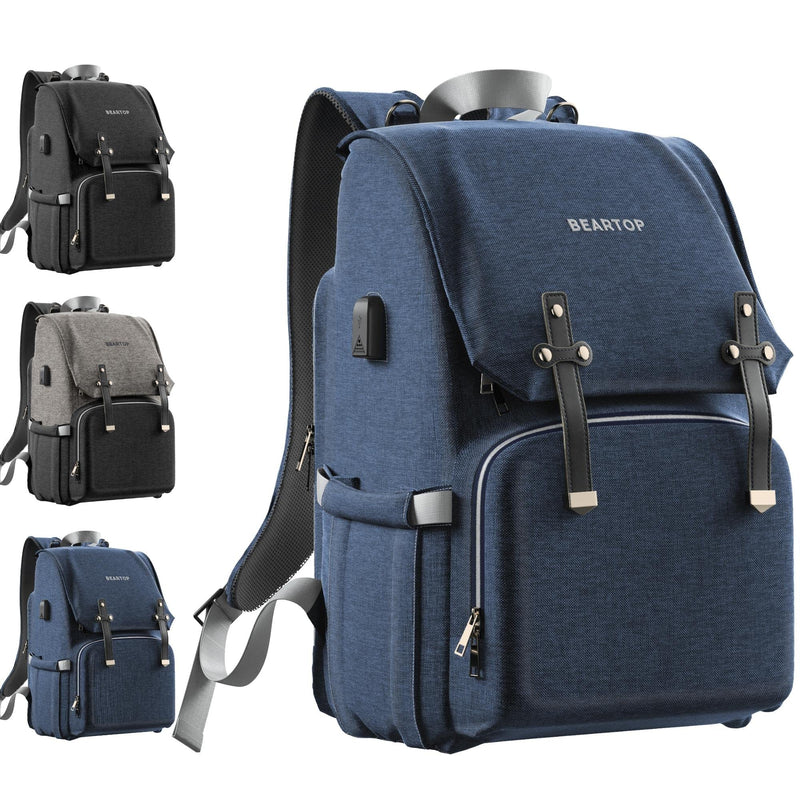 Beartop Changing Bag - Large Backpack With Changing Mat - Lots Of Storage Space &Amp; Pockets - Wet And Insulated Compartment - Grey