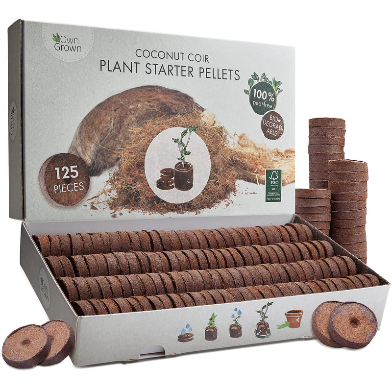 Coco Coir Seed Compost Pellets : 125 Coconut Coir Plugs For Seeds – Peat Free Compost For Seedlings – Plant Starter Pellets With Seed Compost Peat Free – Coco Coir Pellets For Seedlings From Owngrown