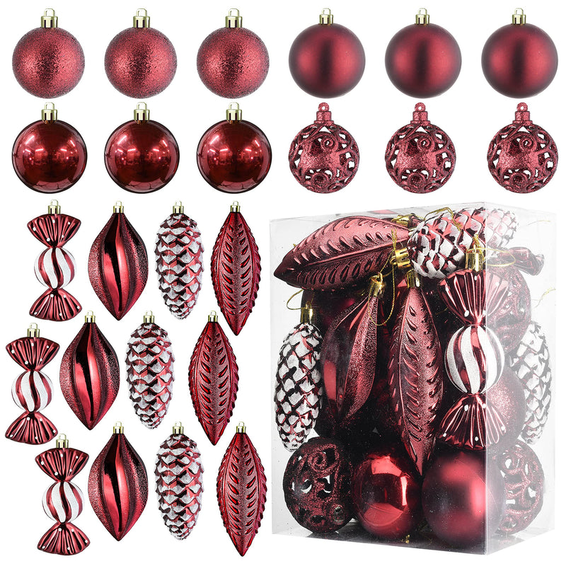 Gray Christmas Ball Ornaments For Christmas Decorations 24 Pieces