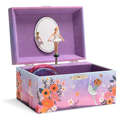 Music box jewelry box for girls with rotating unicorn rainbow