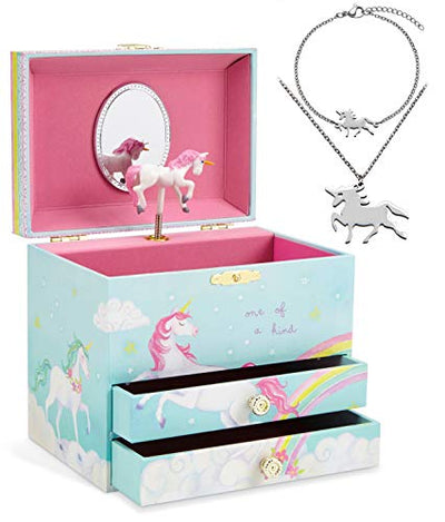 Unicorn Music Box Jewelry Set for Little Girls 3 Unicorn Gifts for Girls